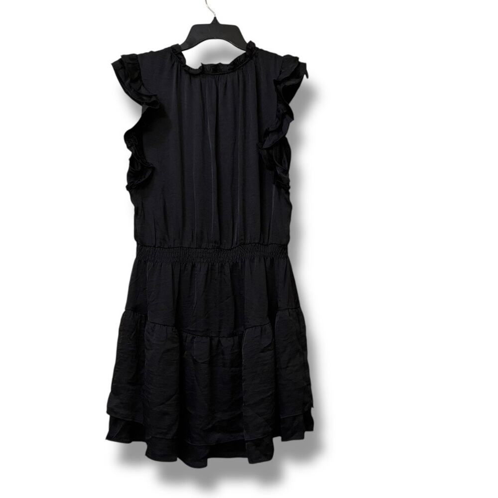Steve Madden Satin Prairie Dreams black mini dress size large NWT - Picture 4 of 5